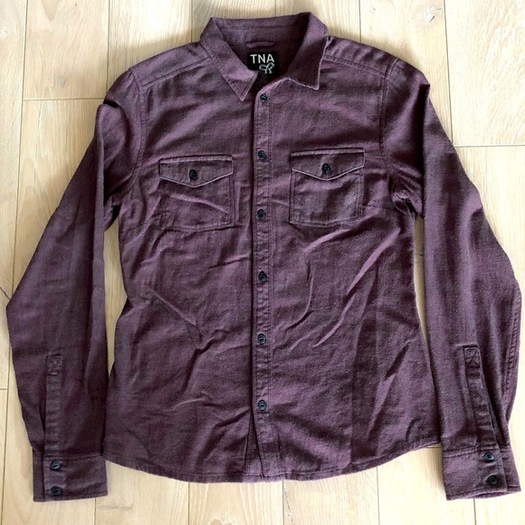Aritzia TNA Light Maroon Button Down Shirt - Picture 1 of 11